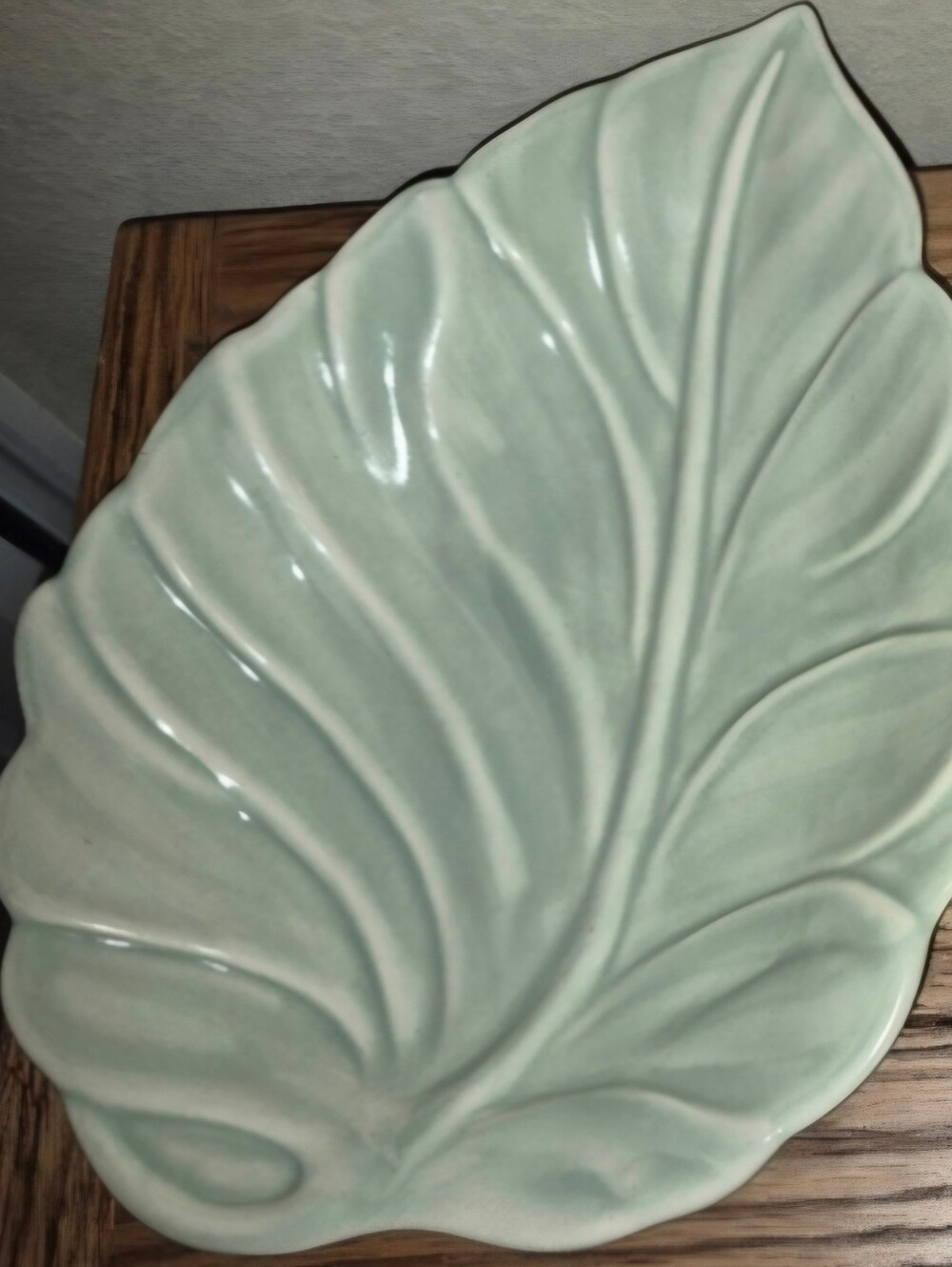 Royal Haeger Leaf Dish Platter Plate Vintage Mid Century Modern Green